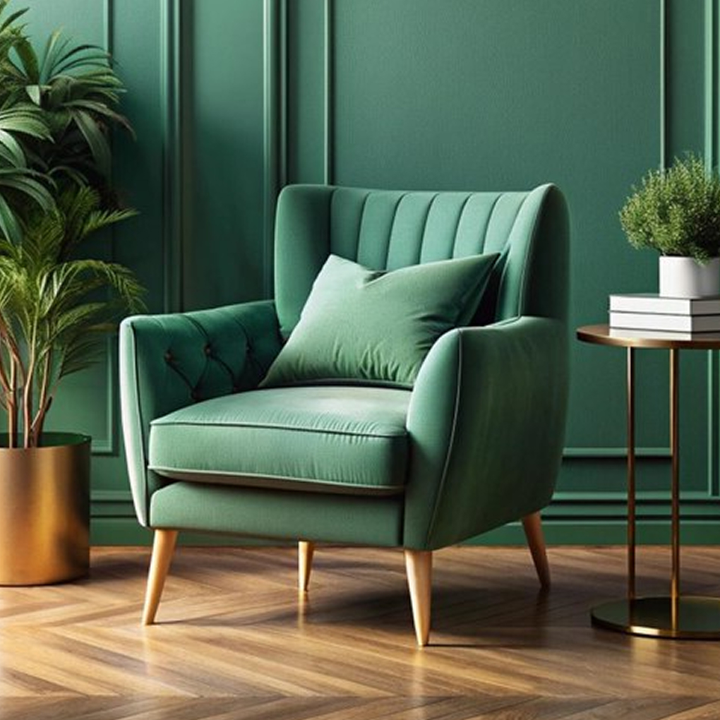 Woodly Emerald Luxe Accent Armchair