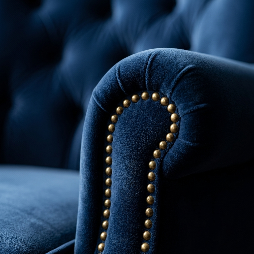 Woodly Royal Navy Tufted Accent Armchair