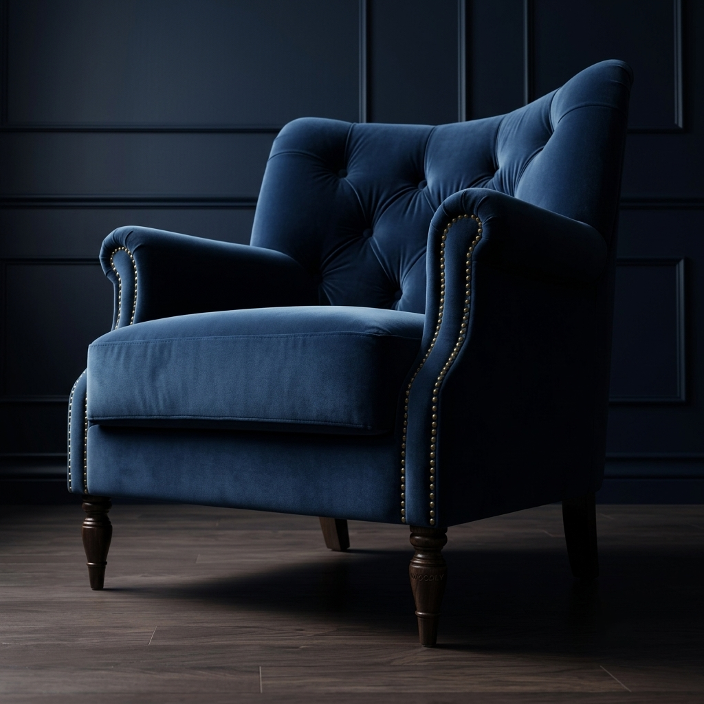 Woodly Royal Navy Tufted Accent Armchair