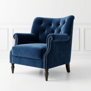 Woodly Royal Navy Tufted Accent Armchair